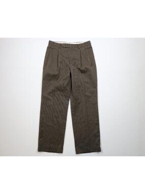 Vintage 90s Pleated Cuffed Chino Pants Mens W32 L30 Wool Blend Knit Wide Leg
